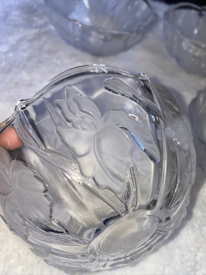 4 tazones para servir con patrón de iris Savoir Vivre de Mikasa cristal transparente Japón retirado Foto 4 de 4