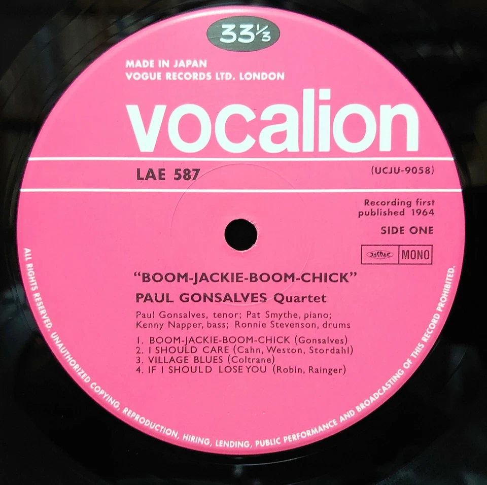 PAUL GONSALVES "BOOM-JACKIE-BOOM-CHICK" VOCALION Japan LP OBI MONO 180g NM/NM - Image 3 of 4