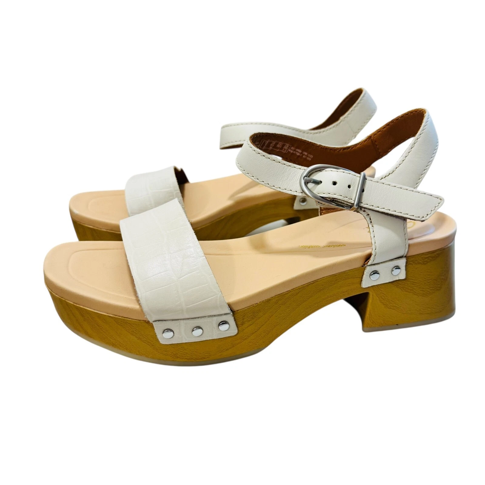 Sandali Clarks pelle plateau donna 8 5 ammortizzati grossi avorio Sivanne Bay