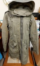 Vintage Green Parka Style Coat with Button in Liner by Topshop Size 8