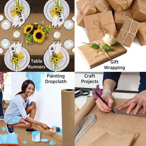 UOFFICE Kraft Paper Roll 600'x18" 50lb Strength Brown Shipping Paper - Picture 7 of 7