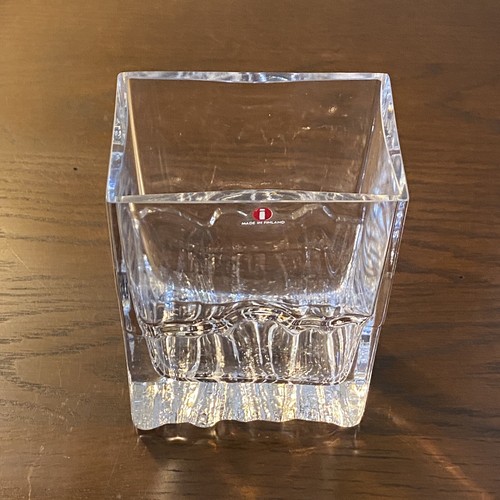 Vaso e adesivo in vetro trasparente IIttala Finland Tapio Erkkala RAITO mod. metà secolo - Foto 13 di 14