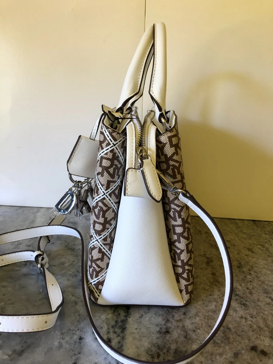 DKNY Damen Everyday Satchel – Alltagstasche Aus Hanf/Pebble Mit Logo-Print