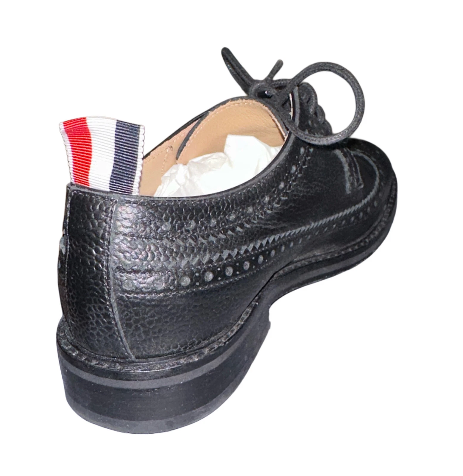Scarpe Brogue THOM BROWNE NEW YORK nere classiche ad ali lunghe US 2 5 danneggiate