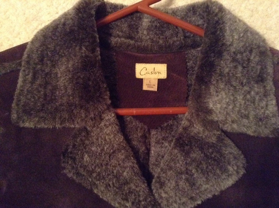 Usado en excelente estado! Chaqueta forrada de piel sintética de oveja marrón caslon para mujer talla L Foto 2 de 4