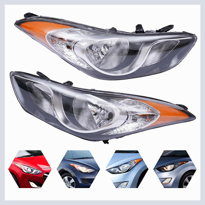 #ad #ad Pair Front Light Halogen Headlight Lamp For Hyundai Elantra 2011 2013 1.8L 2.0L $101.70