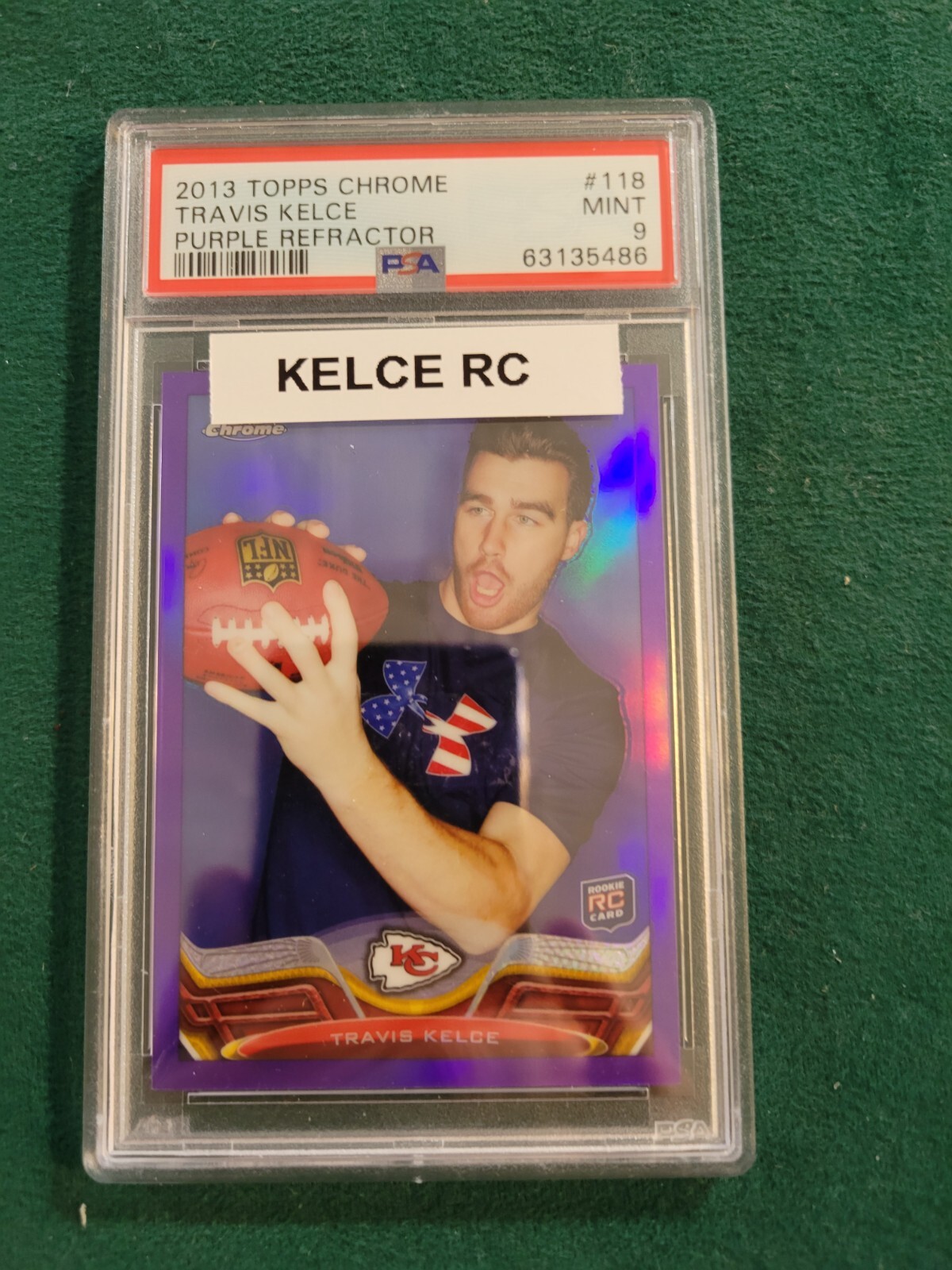 2013 Topps Chrome Purple Refractor #118 Travis Kelce Rookie /499 PSA 9