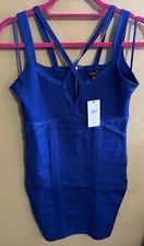Guess Los Angeles Women's Blue Bodycon Ribbed Cocktail Party Dress - Size M $128
