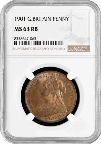Great Britain 1 penny 1901, NGC MS63 RB, "Queen Victoria (1838 - 1901)"