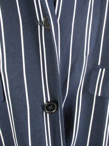 Decjuba womens jacket blazer navy blue white stripe 8 button front - Picture 4 of 10