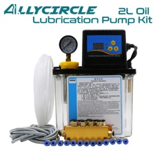 110V 2L Oil Lubrication Pump Kit with Pressure Gauge CNC Solenoid Oil Pump