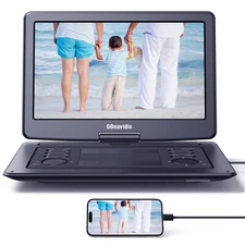 19" Portable DVD Player with 16" Large Swivel Screen USB 6 Hour Battery 1600*900