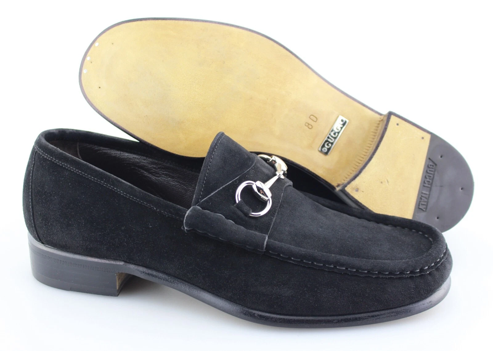 Mocassins homme GUCCI « Horsebit » en daim noir taille US 8   D