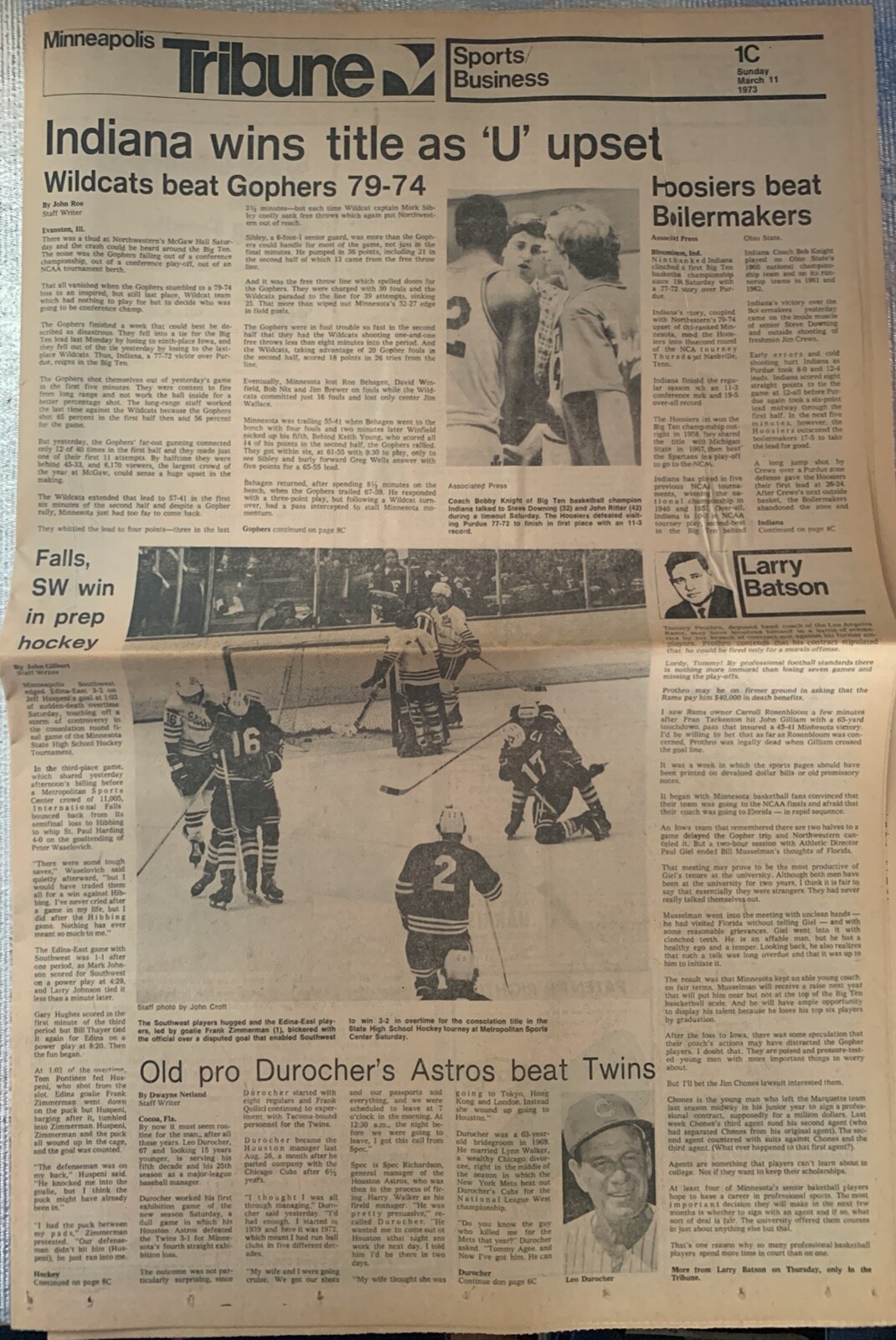 Hibbing Bluejackets MN State Hockey Tourney3/11/1973 Minneapolis
