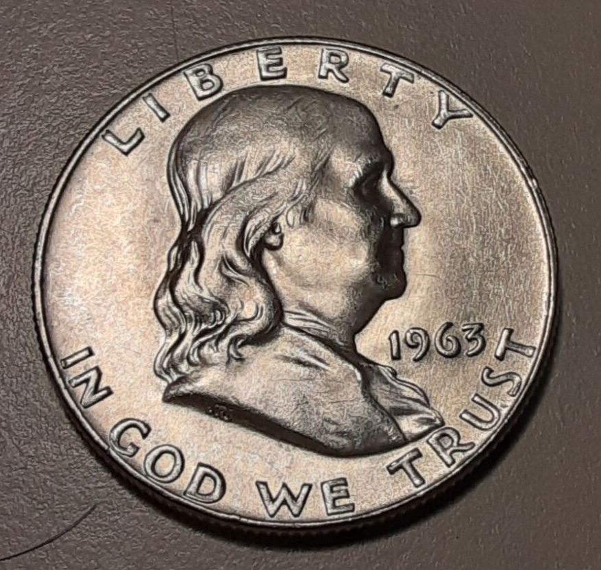 1963-D Denver Mint Benjamin Franklin Half Dollar 50c 90% silver