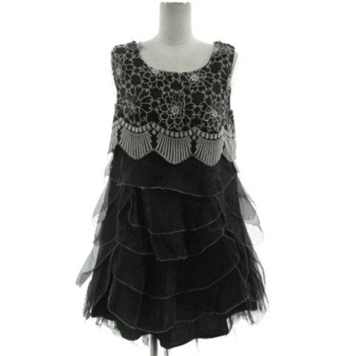 Cocon Japan Dress Formal Floral Embroidered Tulle Ruffle 
