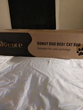 Donut Dog/Cat/Pet Bed. 30"x30" Plush Pet Bed DARK GREY