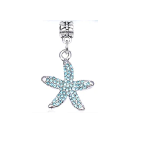 Turquoise Starfish Silver European Charm Bead Bracelet Pendant Jewelry DIY Bead - Picture 1 of 1