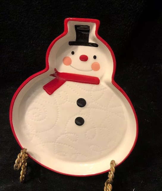 Hallmark Snowman Candy Cookie Plate Holiday Christmas Tableware Decor