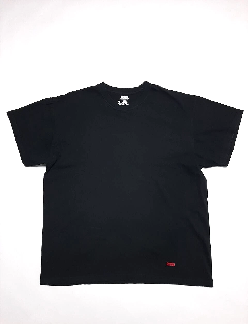 T shirt logo classique Supreme Hanes Comfort noir doux blanc blanc taille L