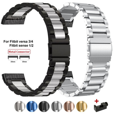 Luxus Edelstahl Metall Armband Für Fitbit Versa 3 4 Sense 1 2 Ersatz Uhrenband