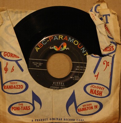 JOHNNY NASH *Kisses* SOMEBODY Northern Soul Popcorn 45 on ABC-PARAMOUNT 10,160