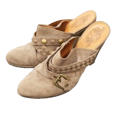 VTG Y2K NINE West Womens Heels Mule Size 10M Brown Leather Buckle Grunge BOHO - Picture 1 of 6