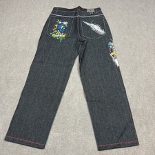 Vintage Y2K Russo Spirit Baggy Embroidered Denim Jeans Mens 36x34 Wide Leg Loose