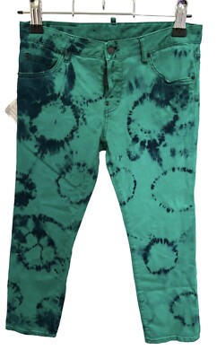 Brandneu mit Etikett DSQUARED2 grüne Cropped Skinny Leg Button Fly Jeans Größe 44 W37'' L25'' 405 