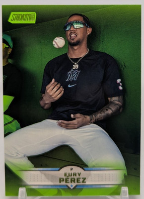 2025 Topps Stadium Club Eury Perez Lime Green Foil Parallel #131 - Miami Marlins