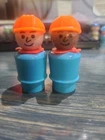 Vintage Fisher Price Little People Toy Construction Workers Figures Lot of 2