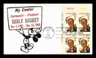 DR JIM STAMPS US COVER WALT DISNEY FDC SCOTT 1355 PLATE BLOCK MICKEY MOUSE