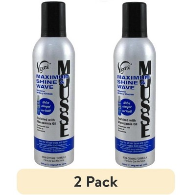 2 PACK Vigorol Mousse Maximum Shine and Wave Enriched With Macadamia Oil, 12 oz