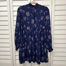 Free People Petit Fours Boho Linen Blend Tiered Mini Dress Women’s Size Small