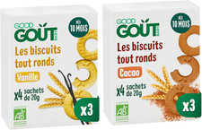 - Biscuits Tout Ronds - Vanille Et Cacao - Biscuits Bébé - Dès 10 Mois - Bio - S