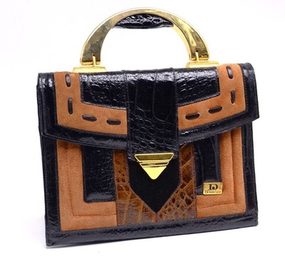 Ladies handbag handle bag patchwork leather bag embossed Donna Lisa Italy