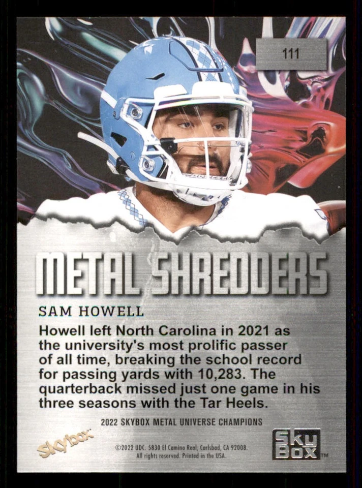 2022 Skybox Metal Universe Champions #111 Sam Howell MS - Image 2 of 2