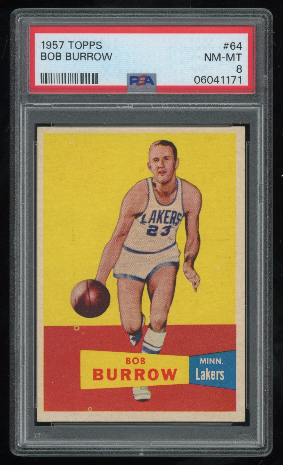 1957-58 Topps Bob Burrow Rookie #64 PSA 8 - Minneapolis Lakers - RC