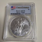 U.S. Mint 2017 American Silver Eagle $1 PCGS MS70 First Strike 1 oz .999