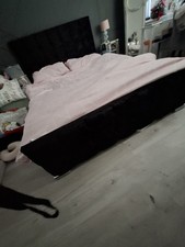 King Size Black Velour  Bed and  Memory Foam Mattress