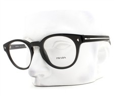 Prada Eyeglasses VPR A14 16K-1O1 Glasses Polished Black on Silver 52mm with Case