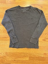 American Eagle Outfitters Men's Gray Waffle-Knit Crew Neck Pullover Sweater M