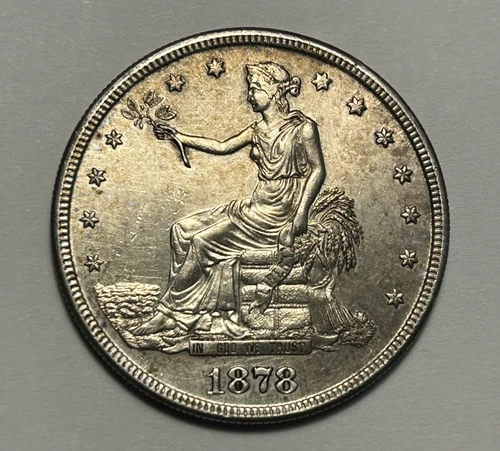 1878 S TRADE DOLLAR AU-BU / SHARP COIN