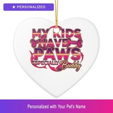 Custom Dog Paw Print Ornament Personalized Heart Shaped Pet Lover Gift Dog Owner