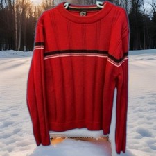 Vintage Youth Stripe Ribbed Red Sweater Boys S 8 Long Sleeve 100 Cotton