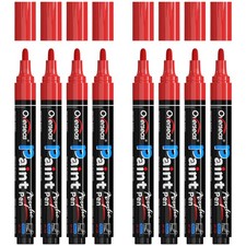 Overseas Red Paint Pens Markers - Permanent 1 Count Pack of 8 ,