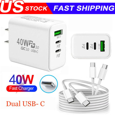 For iPhone 18 Pro Max / 18 Pro/ 18 Fast Charger 40W Double USB C Adapter Cable