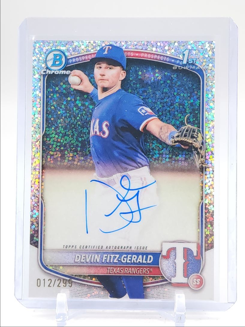 DEVIN FITZ-GERALD 2025 BOWMAN CHROME 1ST SPECKLE REFRACTOR AUTO /299 Q4920