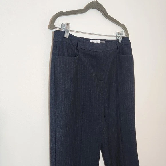 Pantalones de vestir Calvin Klein gris carbón a rayas talla 6 calce moderno gris Foto 4 de 4