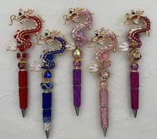 Custom beaded pens Luxury Dragons. Gift.Basket filler. Journal. Collect